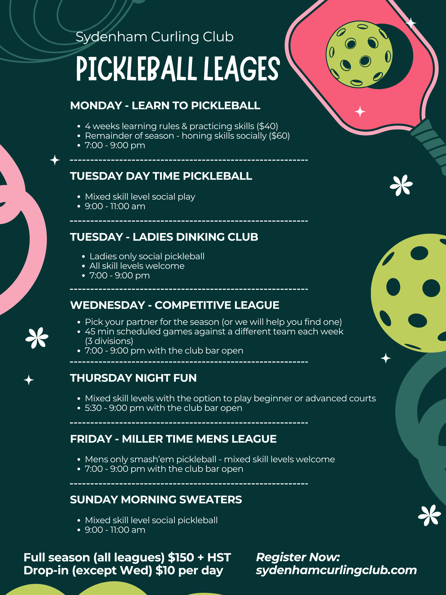 Pickleball Leagues Poster